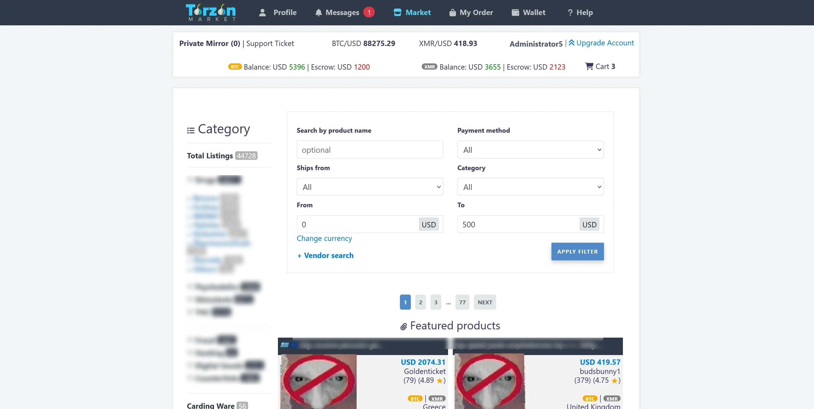 Torzon marketplace product listing preview after successful access